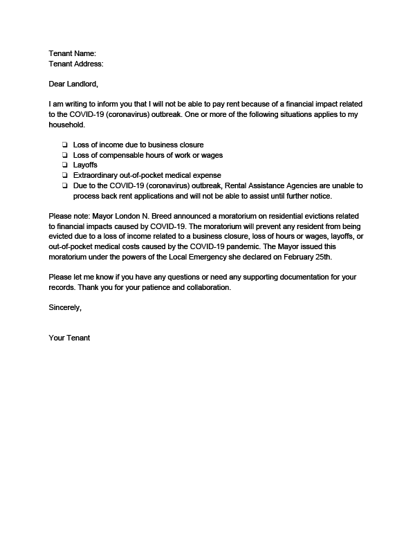 Letter To Evict Tenants from evictiondefense.org